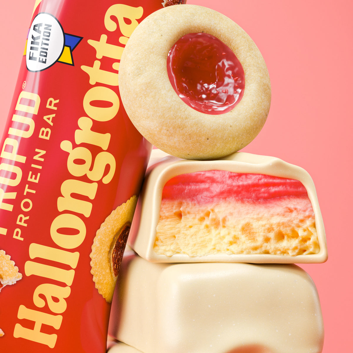 ProPud Hallongrotta baltyminis batonėlis 55g – 12 vnt. dėžutėje