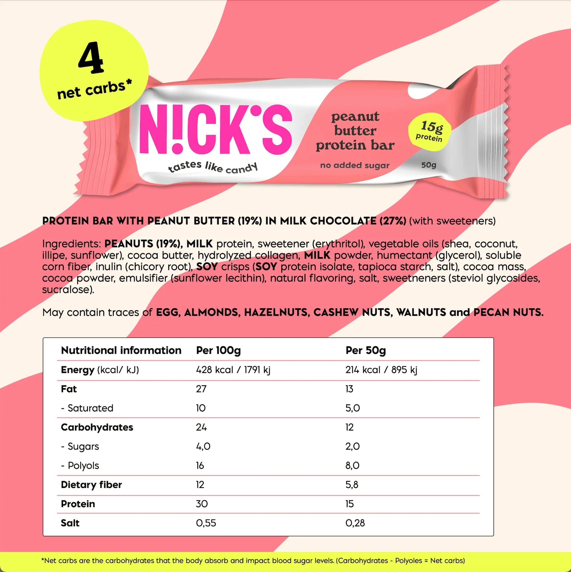 NICK'S Peanut Butter Protein Bar 50 g