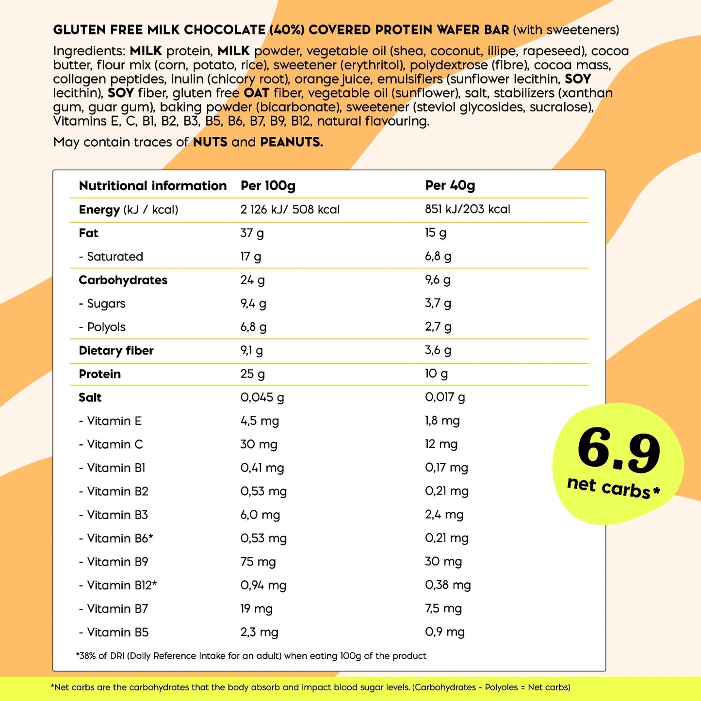 NICK'S - Proteiinivahvel "orange" 24 x 40g - njom.ee