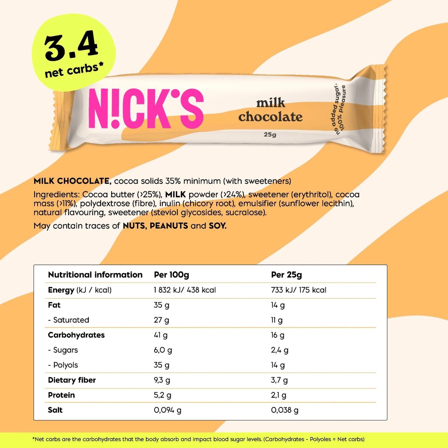 NICK'S - Piimašokolaad 15 x 25g - njom.ee