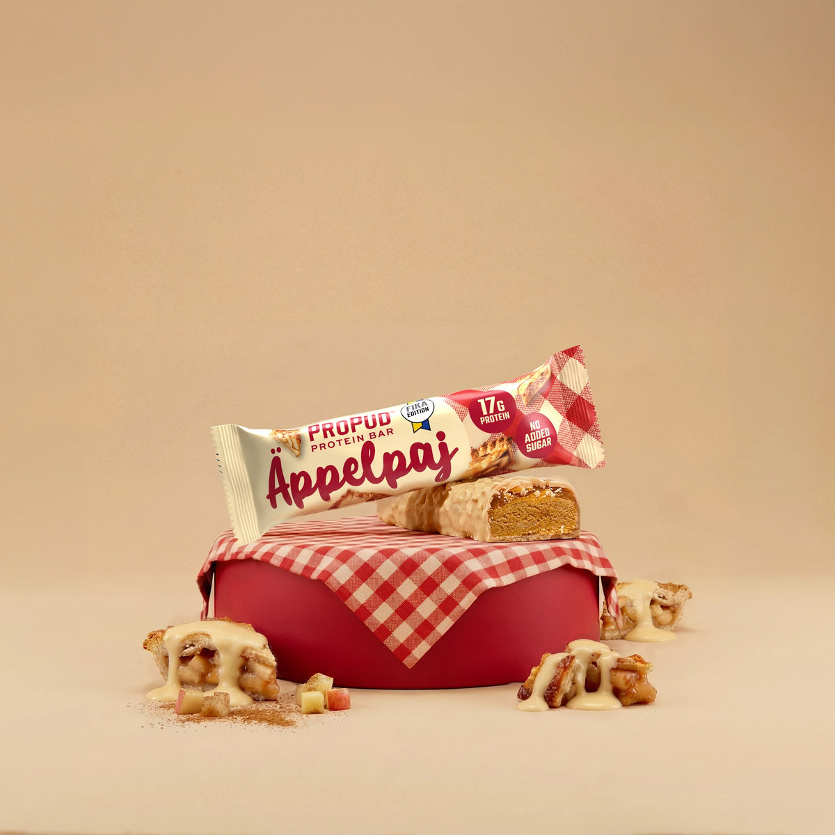 ProPud obuolių pyrago skonio baltyminis batonėlis 55g dėžutė 12 vnt.