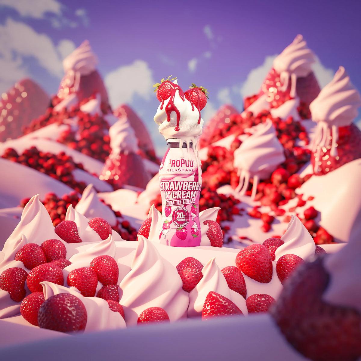 ProPud Strawberry n’ Cream baltyminis kokteilis 8 vnt. dėžutėje