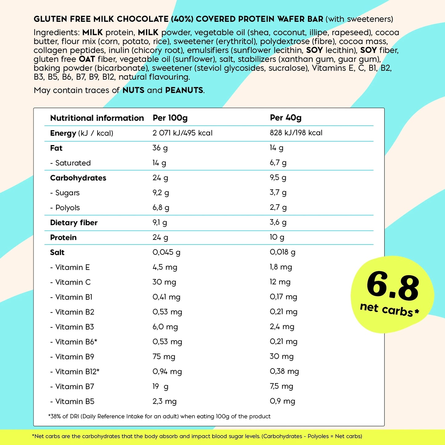 NICK'S - Proteiinivahvel "chocolate" 24 x 40g - njom.ee