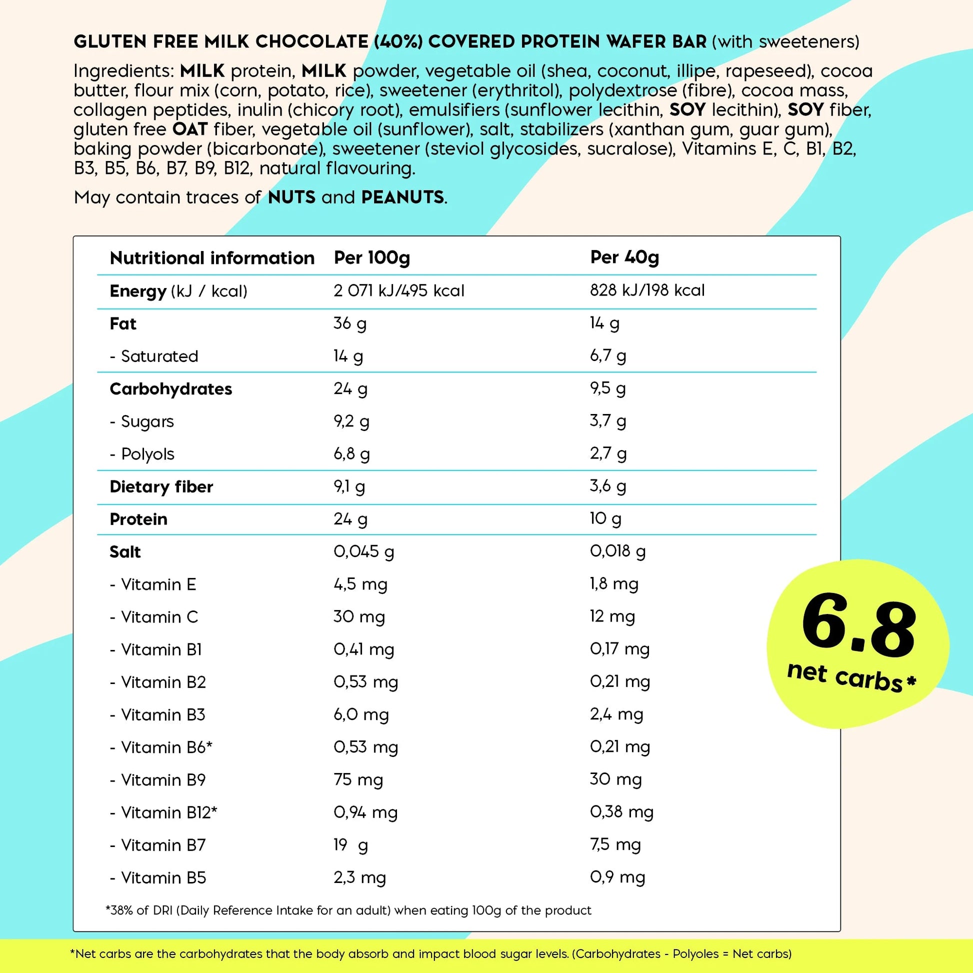 NICK'S - Proteiinivahvel "chocolate" 24 x 40g - njom.ee