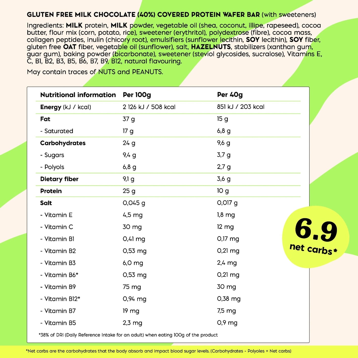 NICK'S - Proteiinivahvel "hazelnut" 24 x 40g - njom.ee